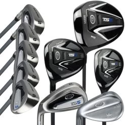Left Hand TS5-54 10 Club Stand Set Graphite, Black/White Bag -Golf Equipment 11153 AltB