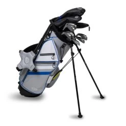 Right Hand TS5-57 10 Club Stand Set Combo, Silver/White/Blue Bag