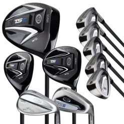 Right Hand TS5-57 10 Club Stand Set Graphite, Black/White Bag -Golf Equipment 13103 AltB