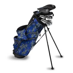 Left Hand TS5-66 10 Club Stand Set Graphite, Blue Camo Bag