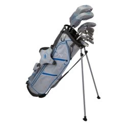 Right Hand ULW-63 AV2 10 Club Stand Bag Set, All Graphite, Silver/Blue Bag